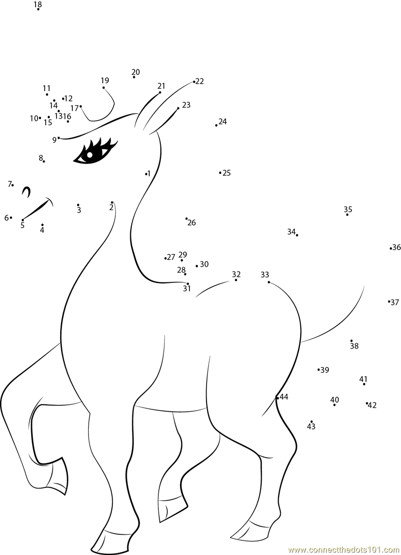 Connect the Dots Pearl Unicorn (Mythical Creatures > Unicorn) - dot to ...