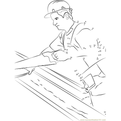 Carpenter Working on Wood Dot to Dot Worksheet