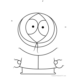 Kenny McCormick from South Park Dot to Dot Worksheet