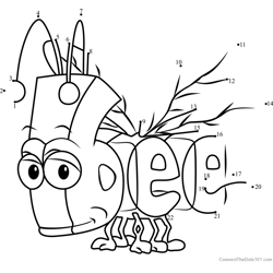 Bee from WordWorld Dot to Dot Worksheet