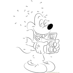 Mickey Mouse with Camera Dot to Dot Worksheet
