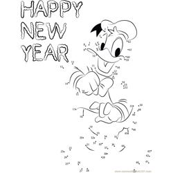 New Year with Donald Duck Dot to Dot Worksheet