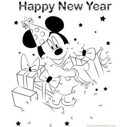 Mickey Celebrating New Year Dot to Dot Worksheet
