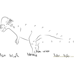 Pachycephalosaurus on Grass Dot to Dot Worksheet