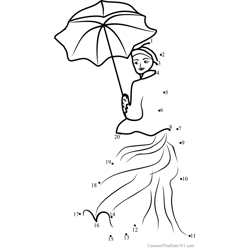 Woman with a Parasol Dot to Dot Worksheet