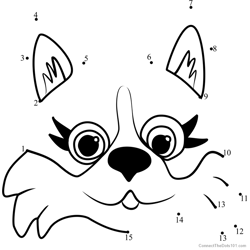 Pet Parade Corgi Puppy Face Dot to Dot Worksheet
