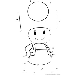 Toad from Super Mario Dot to Dot Worksheet