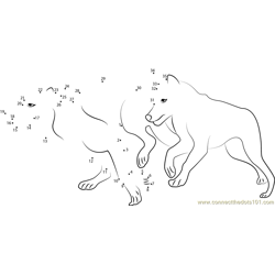 Two Wolves Running Dot to Dot Worksheet