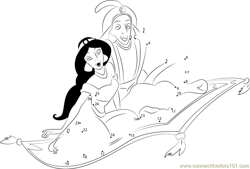 Aladdin and Jasmine on carpet