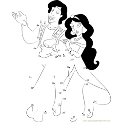 Aladdin and Jasmine are going Dot to Dot Worksheet
