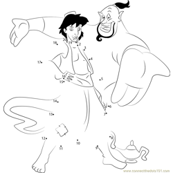 Aladdin and the Genie Dot to Dot Worksheet