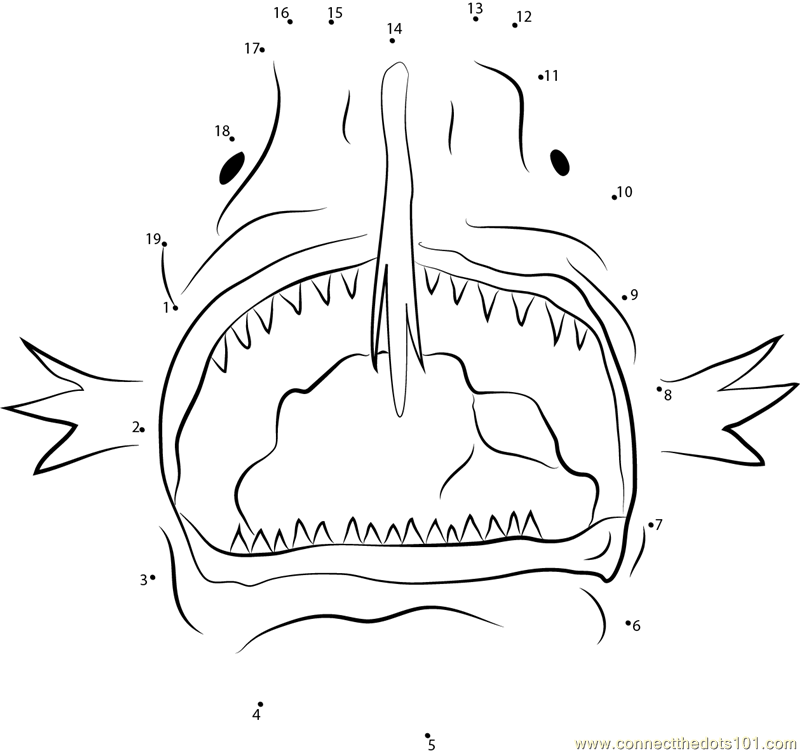 Anglerfish Face dot to dot printable worksheet - Connect The Dots