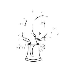 Playful Kitten in Vase Dot to Dot Worksheet