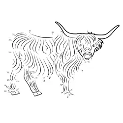 Shaggy Scottish Cattle Contour Dot to Dot Worksheet
