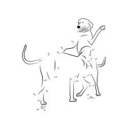 Weimaraner Dogs Playful Scene Dot to Dot Worksheet