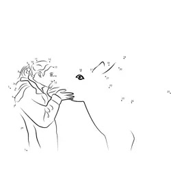 Girl and Donkey Affection Dot to Dot Worksheet