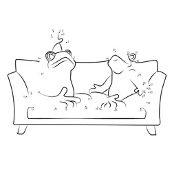 Frogs Lounging on Furniture Dot to Dot Worksheet
