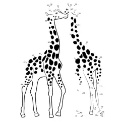 Loving Giraffe Couple Scene Dot to Dot Worksheet