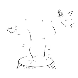 Young Goat on Tree Stump Dot to Dot Worksheet