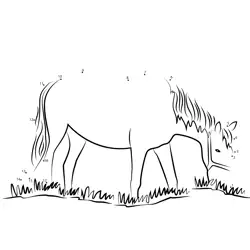 Henar's Horse Grazing Scene Dot to Dot Worksheet