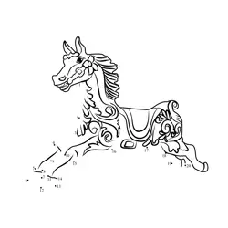 Ornate Carousel Horse Figure Dot to Dot Worksheet