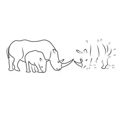 Rhinoceros Family Wild Creature Dot to Dot Worksheet