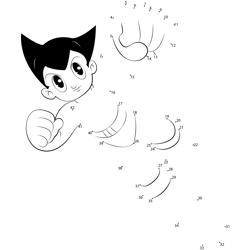 Angry Astro Boy Dot to Dot Worksheet