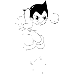 Astro Boy Pointing at Somthing Dot to Dot Worksheet