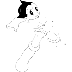 Protect Astro Boy Dot to Dot Worksheet