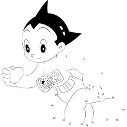Robat  Astro Boy Dot to Dot Worksheet