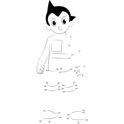 Stand Astro Boy Dot to Dot Worksheet