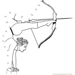 Women shooting Arch with her feet Dot to Dot Worksheet