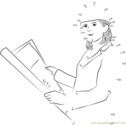 Woman architect with plans Dot to Dot Worksheet