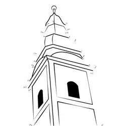 Historic Church Steeple Structure Dot to Dot Worksheet