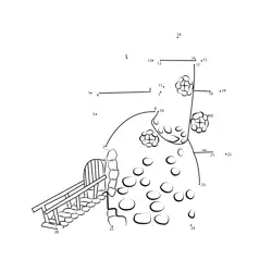 Rustic Stone Dwelling Scene Dot to Dot Worksheet