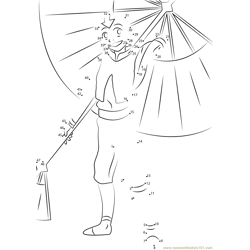 Aang with Umbrella Dot to Dot Worksheet