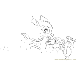 Bambi dibujo Disney Dot to Dot Worksheet