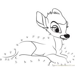 Resting Bambi Dot to Dot Worksheet