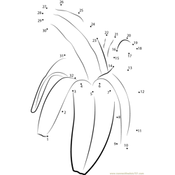 Banana Peel Dot to Dot Worksheet