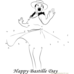 Dancer at Bastille Day Celebration Dot to Dot Worksheet