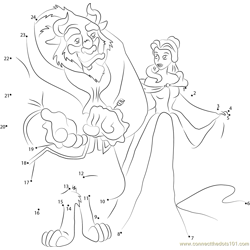 Belle and Beast are Going Dot to Dot Worksheet