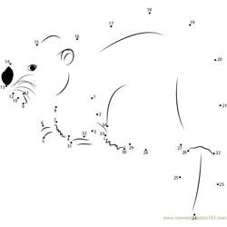 Eurasian beaver Dot to Dot Worksheet
