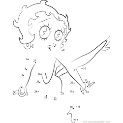 Betty Boop Looking Back Dot to Dot Worksheet