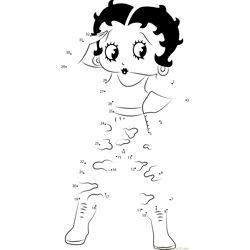 Betty Boop Looking Someone Dot to Dot Worksheet