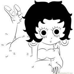 Betty Boop Looking at You Dot to Dot Worksheet