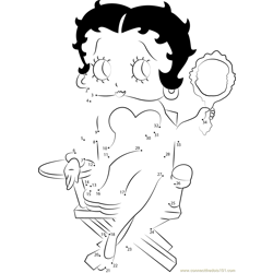 Betty Boop Sitting on Chair Dot to Dot Worksheet