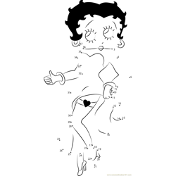 Betty Boop in Red Long Dress Dot to Dot Worksheet
