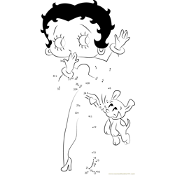 Betty Boop with her Little pet Dot to Dot Worksheet