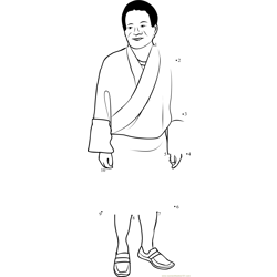 Bhutanese Warrior in Traditional Dress Dot to Dot Worksheet