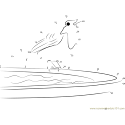 Robin on Frozen Bird Bath Dot to Dot Worksheet